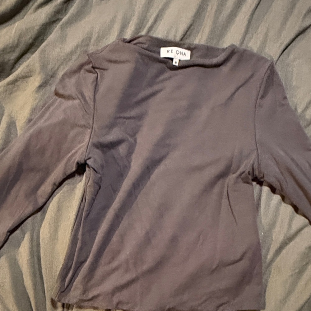 Re Ona Slate Crewneck Long Sleeve Top
